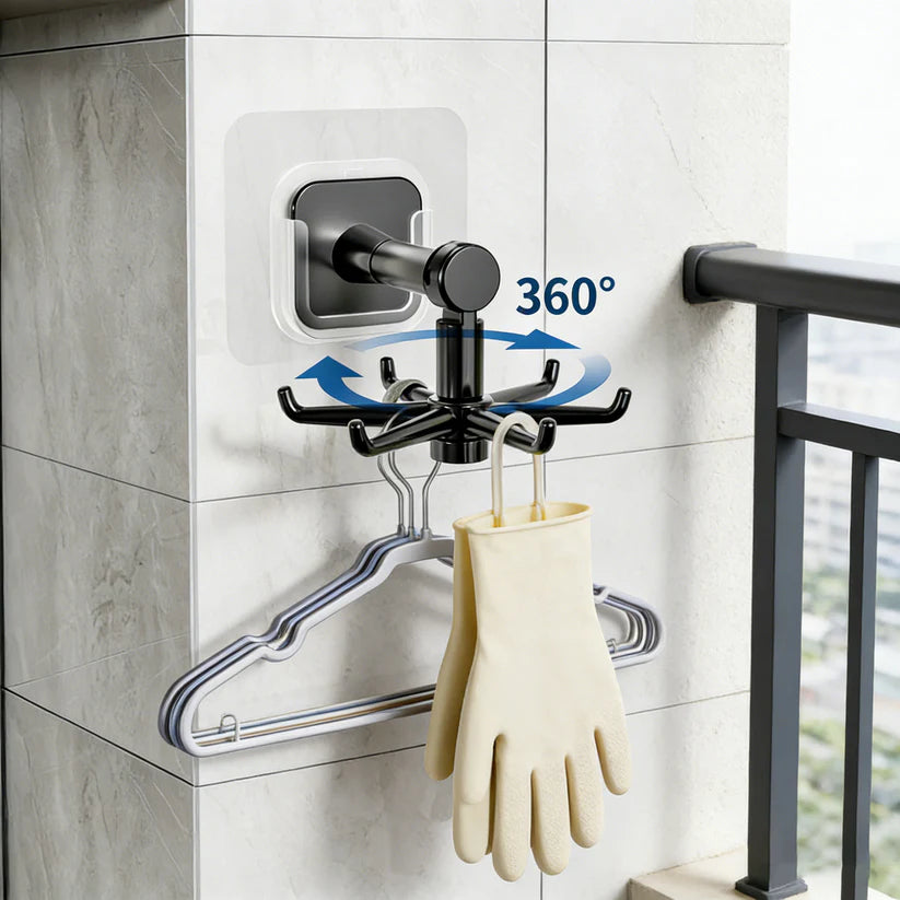 Kitchen and bathroom spoon and spatula wall-mounted rotating hook