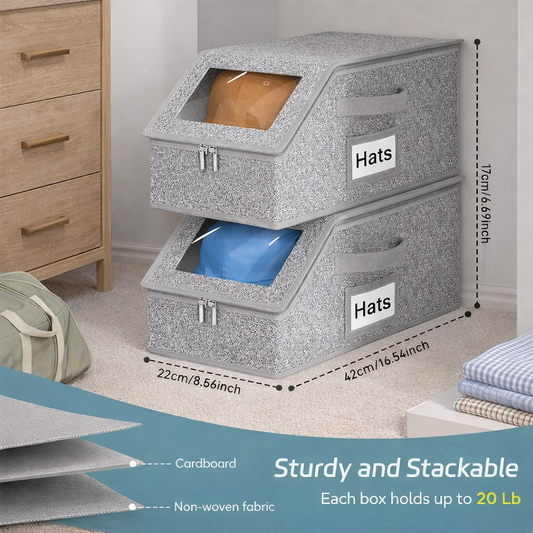 Stackable Hat Storage Boxes for Baseball Caps