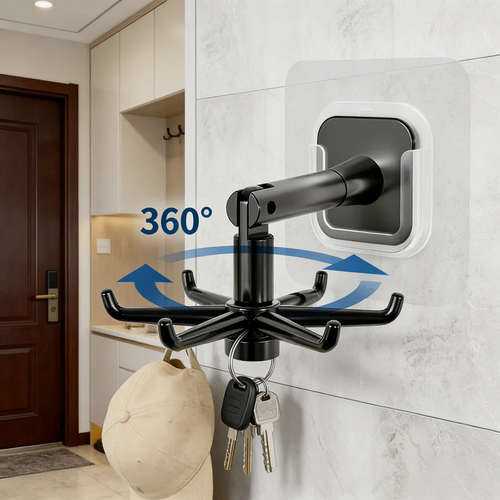 Kitchen and bathroom spoon and spatula wall-mounted rotating hook