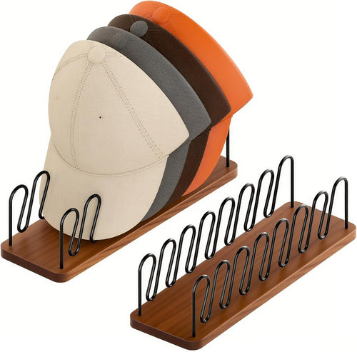 Wood & Metal Hat Rack Holds 7 Caps