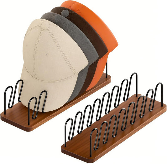 Wood & Metal Hat Rack Holds 7 Caps
