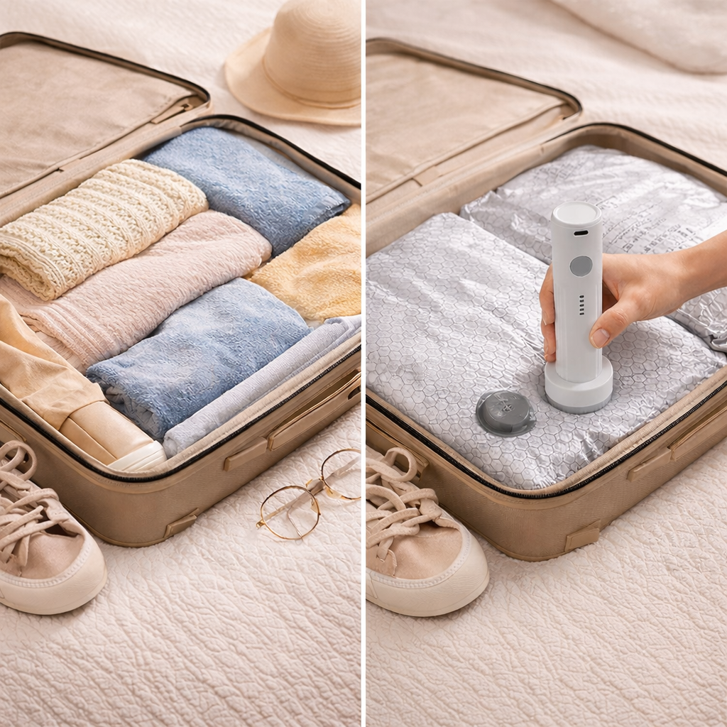 Cordless Travel Vacuum Storage Compression Bag