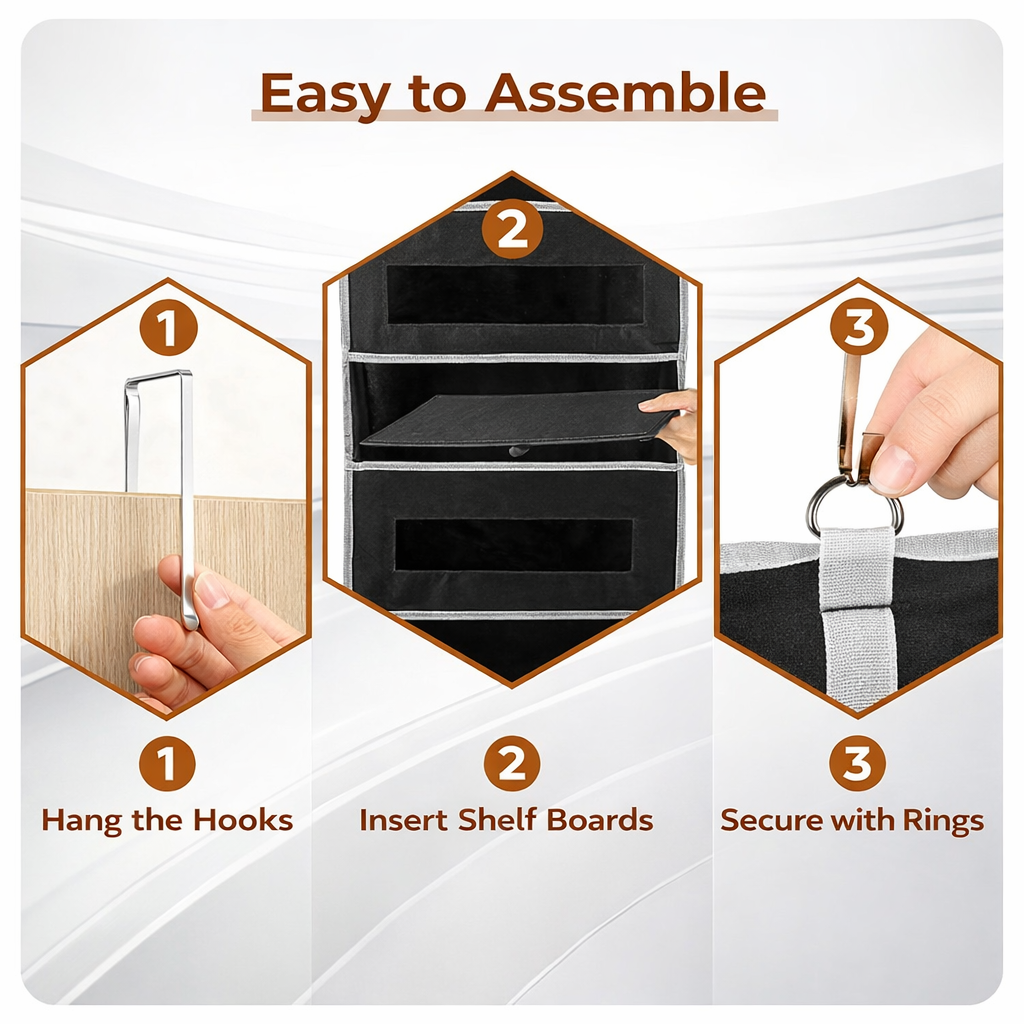 Over The Door Organizer Storage-5-Tier Hangable Organizer with 10 Large side pocket